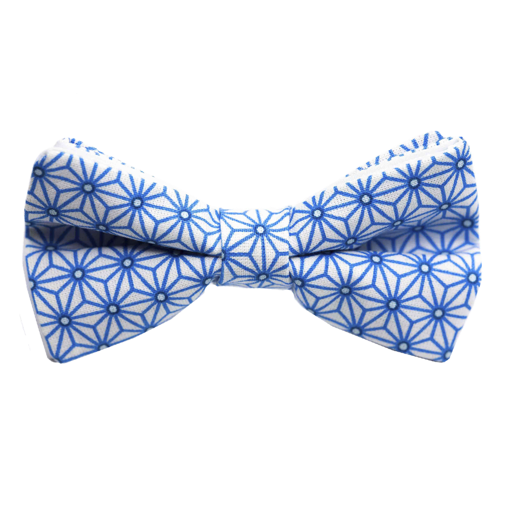 Noeud papillon japonais "Asanoha" bleu électrique