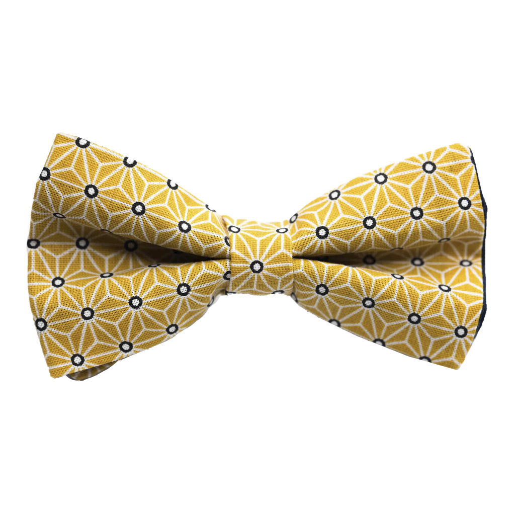 Noeud papillon japonais "Asanoha" jaune moutarde