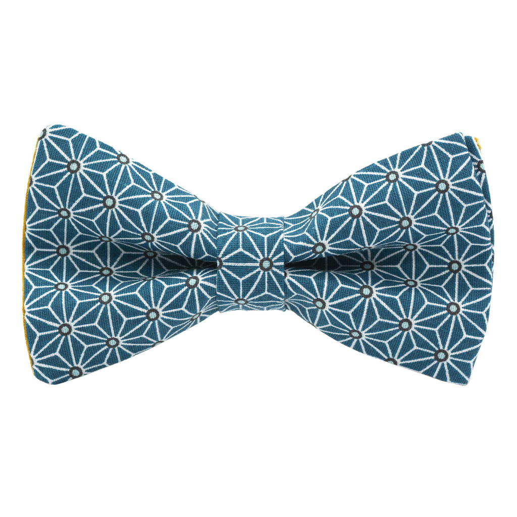 Noeud papillon japonais "Asanoha" bleu canard