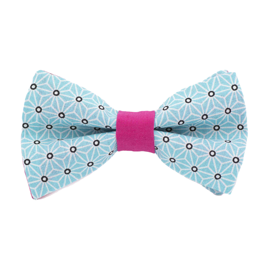 Noeud papillon japonais "Asanoha" bleu ciel