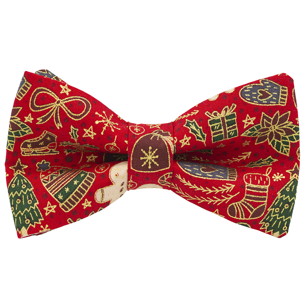 Noeud papillon "Christmas Times" motifs de Noël dorés & verts