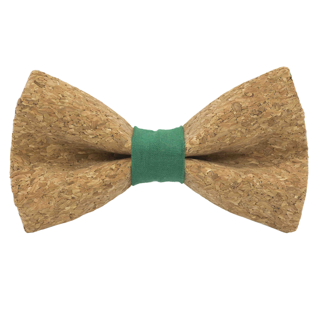 Noeud papillon en liège "Sauvignon" bague verte