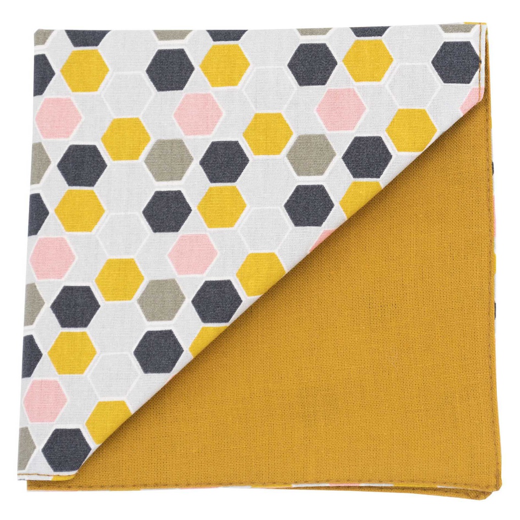 Pochette "Hexagone" gris & jaune moutarde