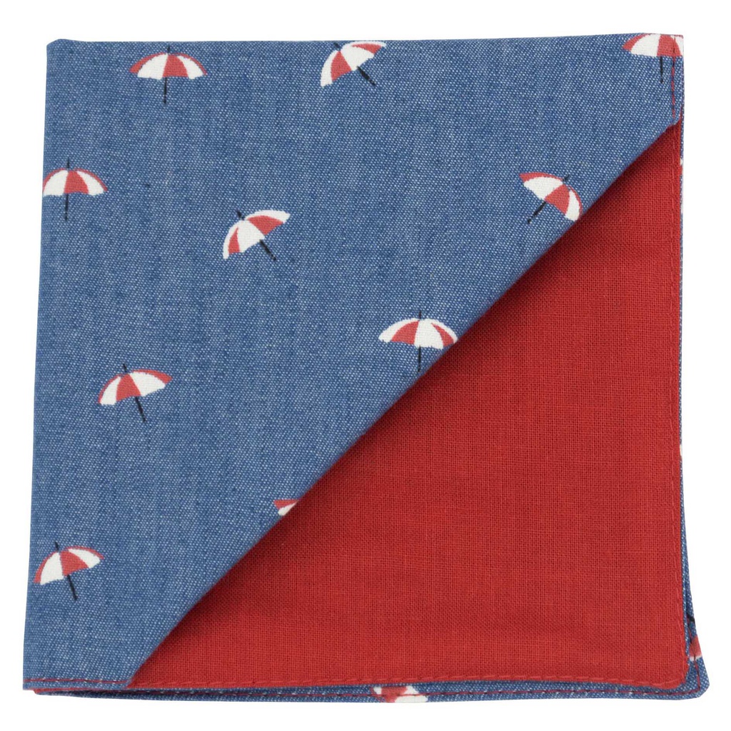 Pochette jean "Ombrella" parasols blancs & rouges