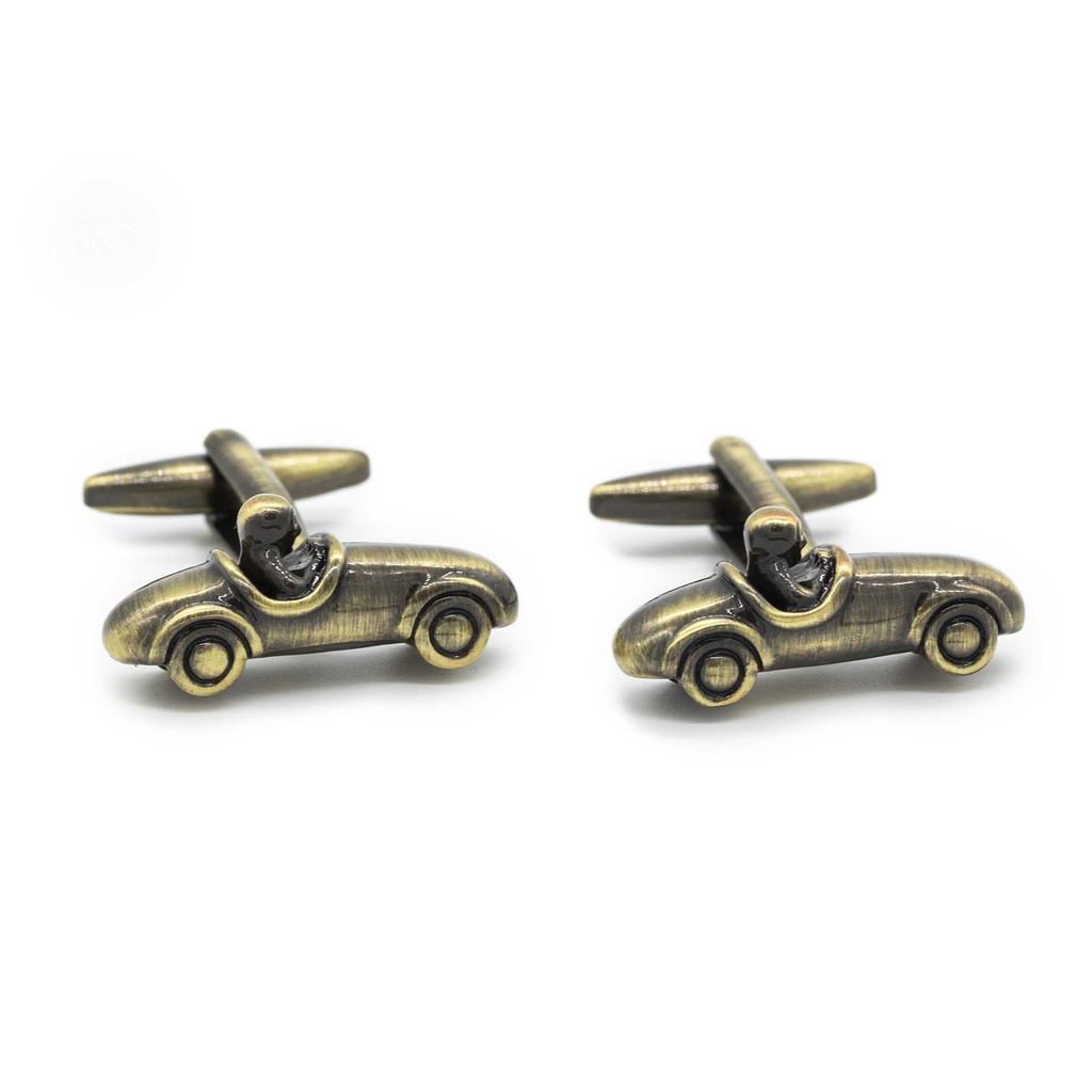 Boutons de manchettes "Voiture de course bronze"
