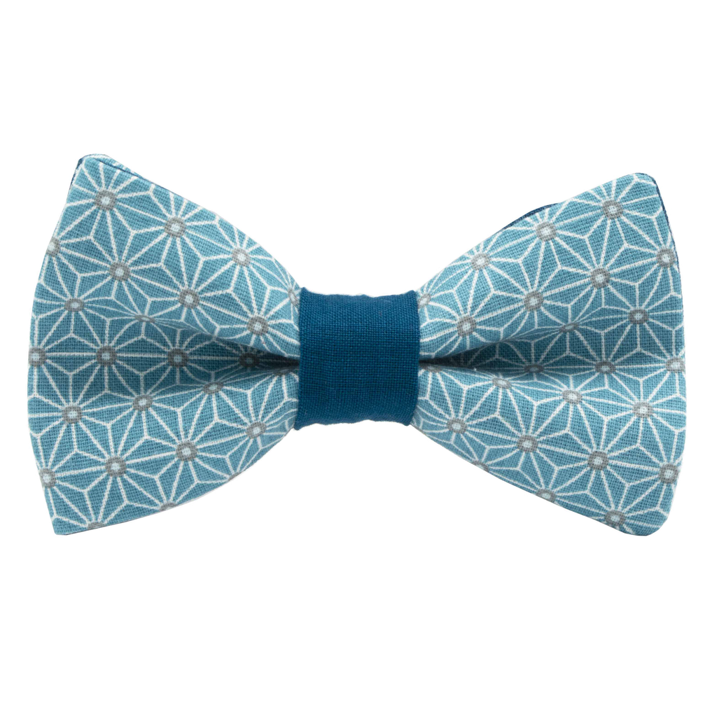 Noeud papillon japonais "Asanoha" bleu canard clair
