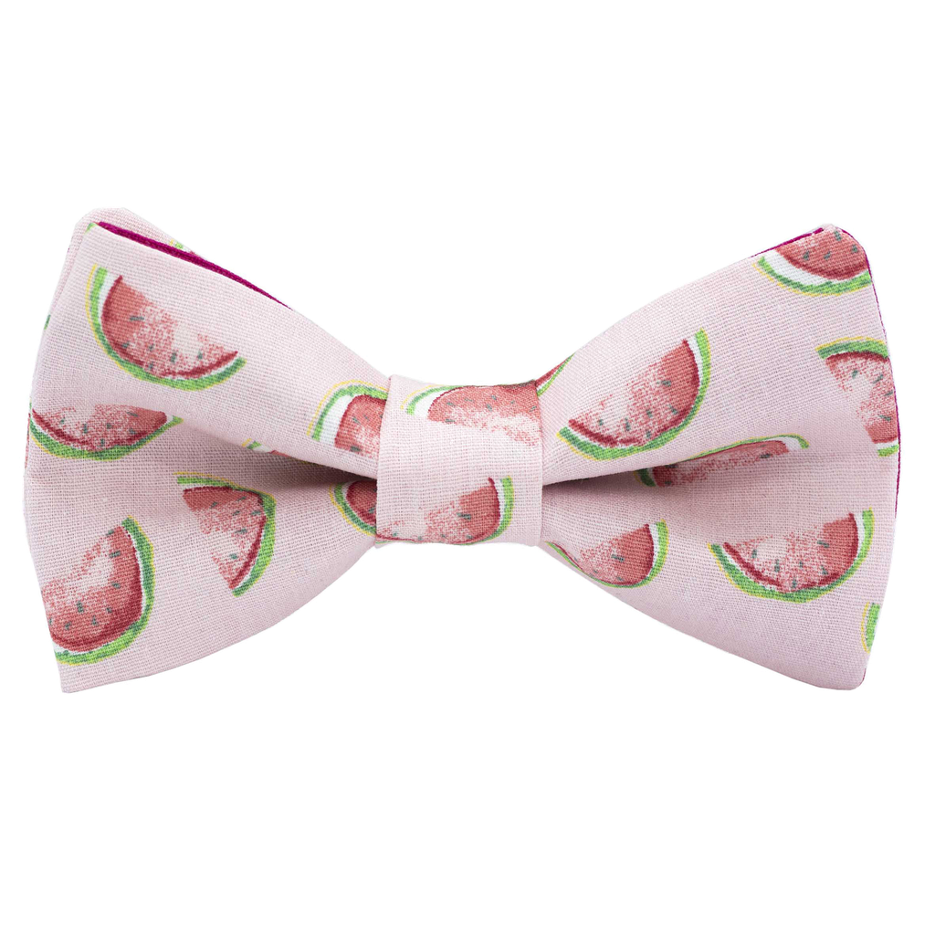 Noeud papillon "Watermelon" pastèques sur fond rose