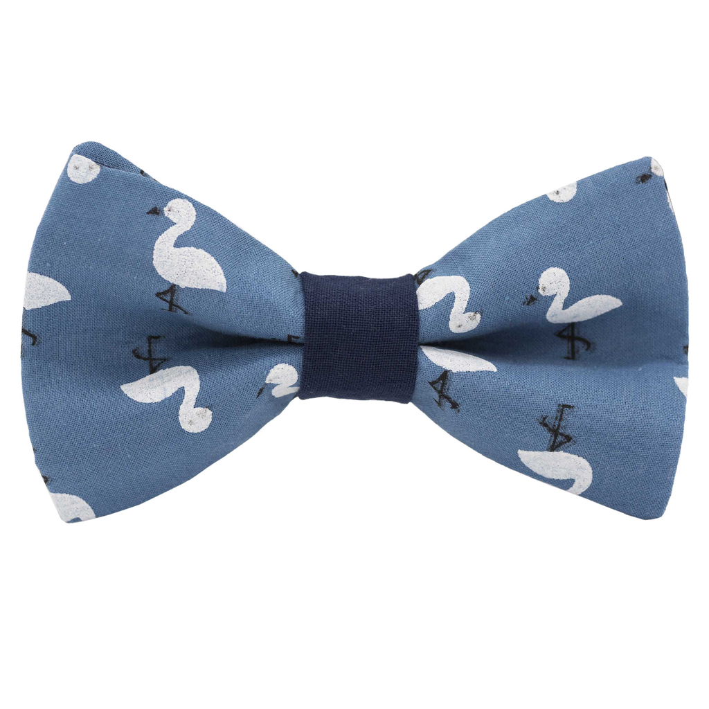 Noeud papillon "La mare aux canards" oiseaux blancs sur fond bleu