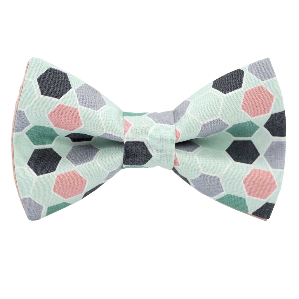 Noeud papillon "Hexagone" vert d'eau