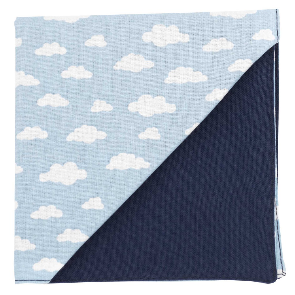 Pochette "Cloudy" motifs nuages blanc sur fond bleu ciel