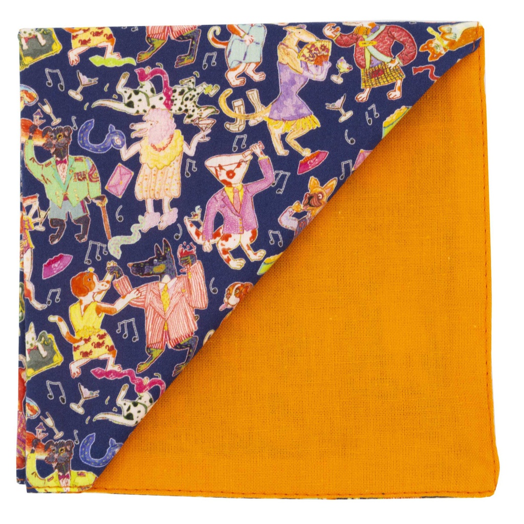 Pochette Liberty "Dapper Dogs" bleu marine