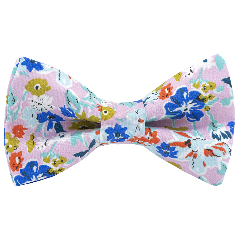 Noeud papillon Liberty "California Bloom" rose & bleu
