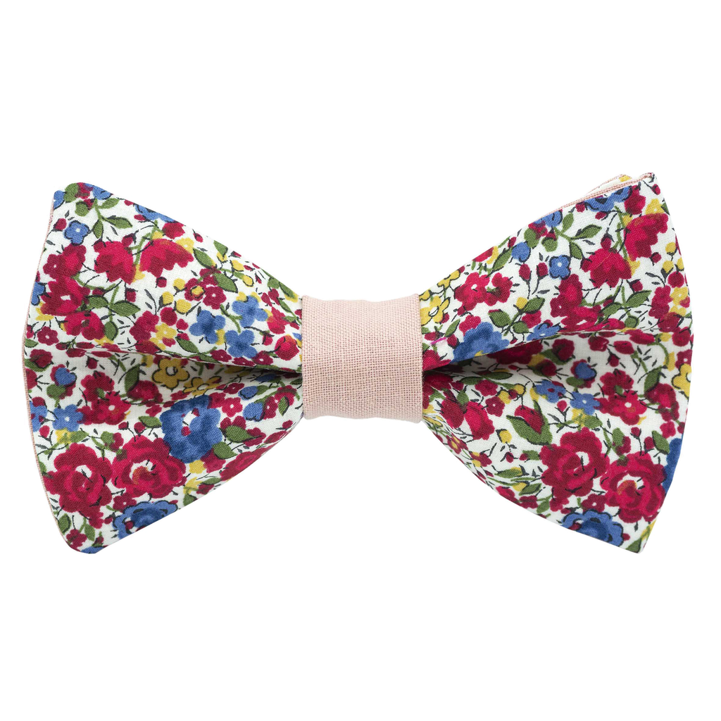 Noeud papillon Liberty "Emma and Georgina" rouge bague corail