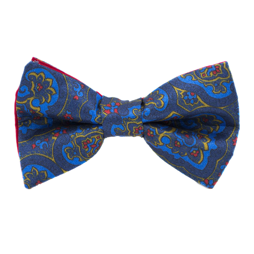 Noeud papillon "Cashmere Wish" motifs cachemire sur fond bleu roi