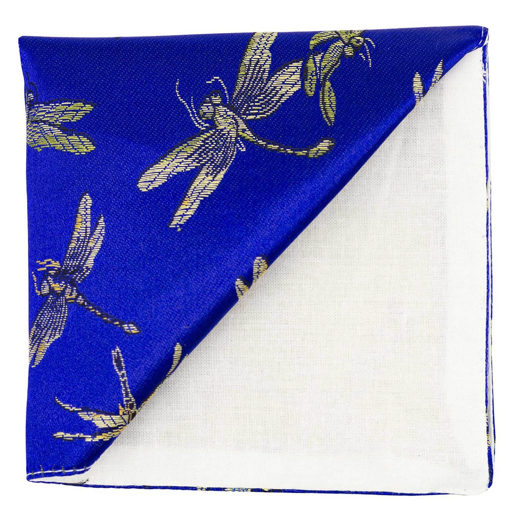 Pochette "Dragonfly" libellules dorées sur fond bleu