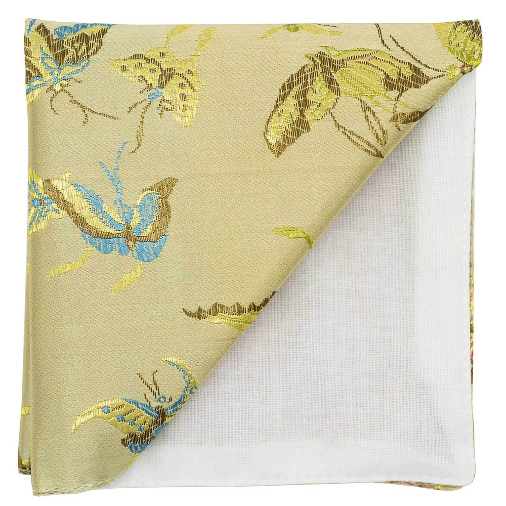 Pochette "Chinese Butterfly" papillons dorés sur fond beige