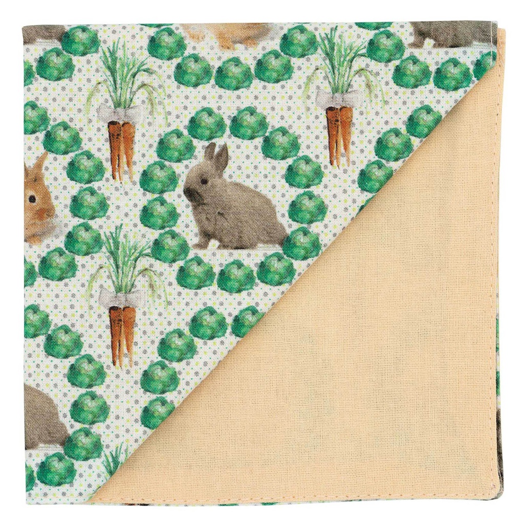 Pochette "Lapinou" lapins, choux et carottes sur fond blanc