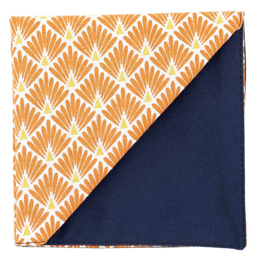 Pochette japonais "Plumes de paon" orange