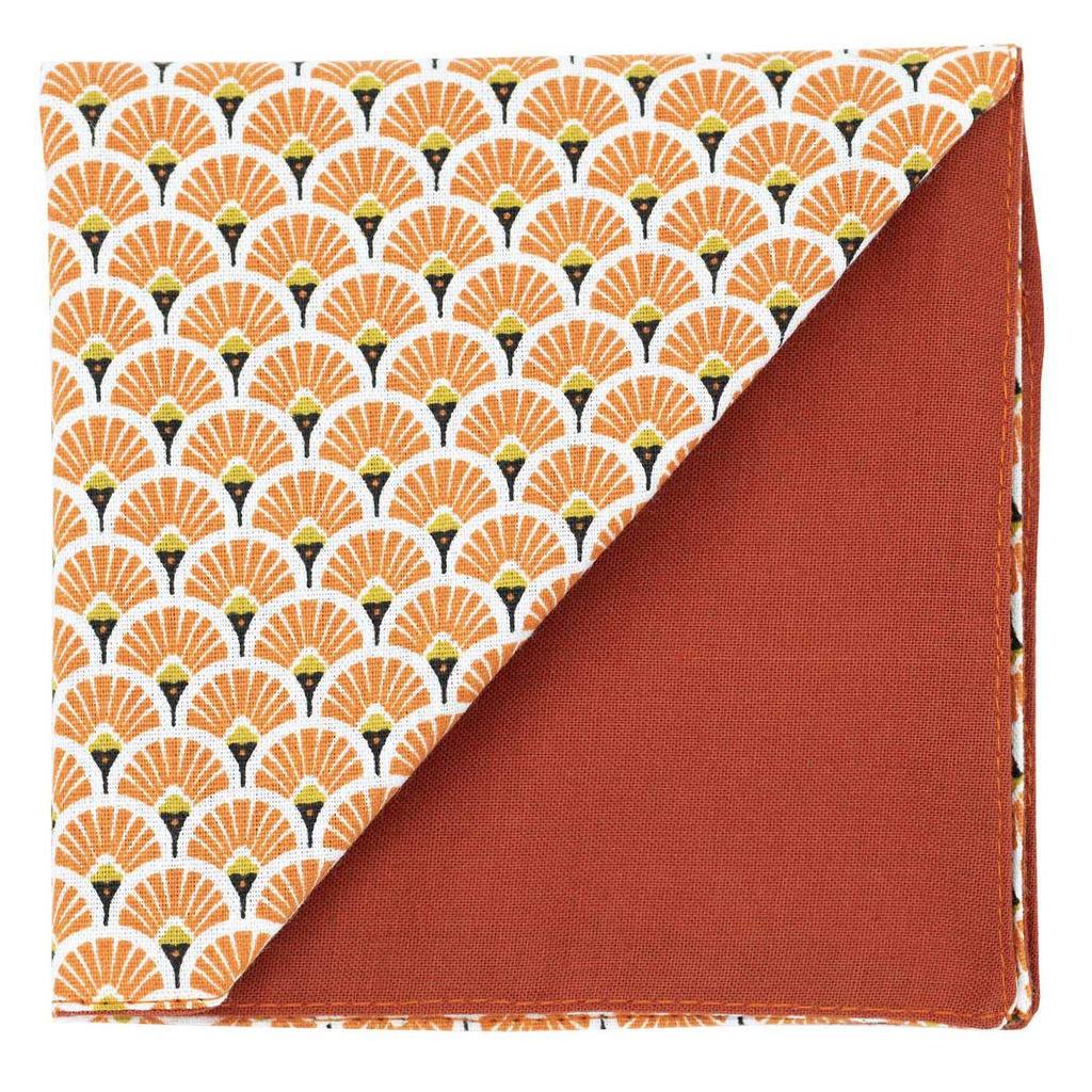 Pochette japonais "Éventails" orange
