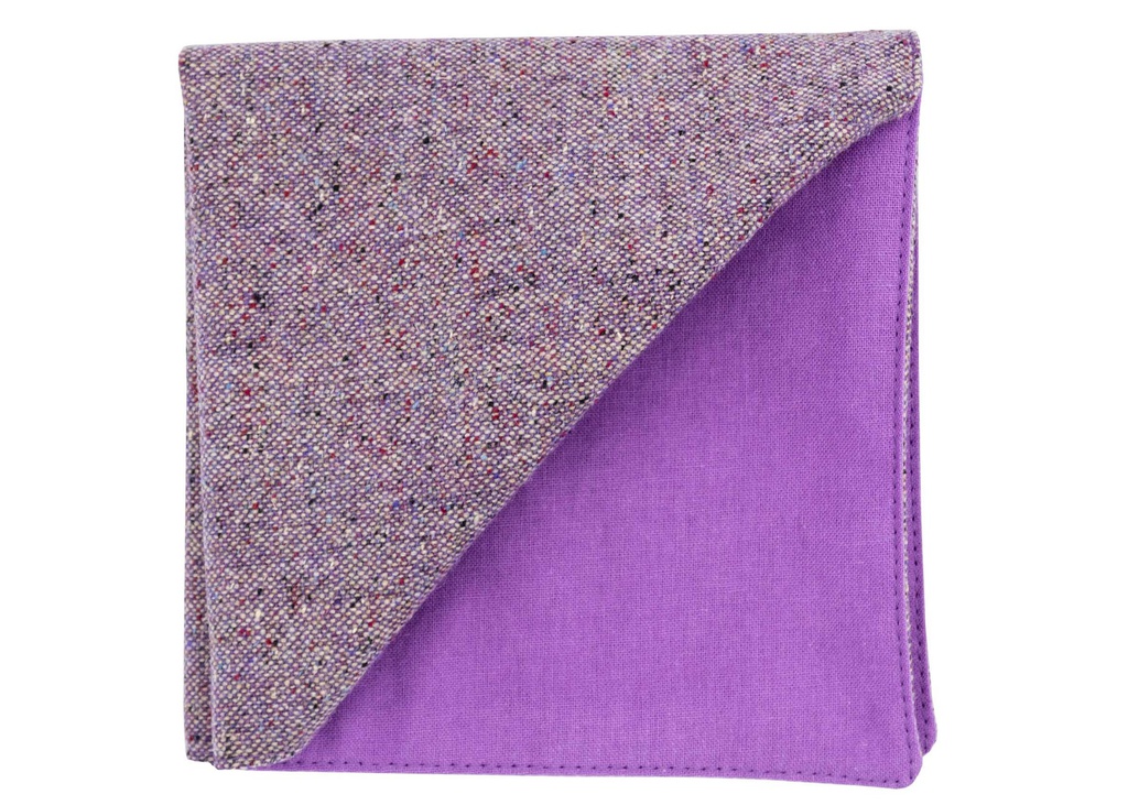 Pochette en tweed "Edimbourg" caviar Oxford violet