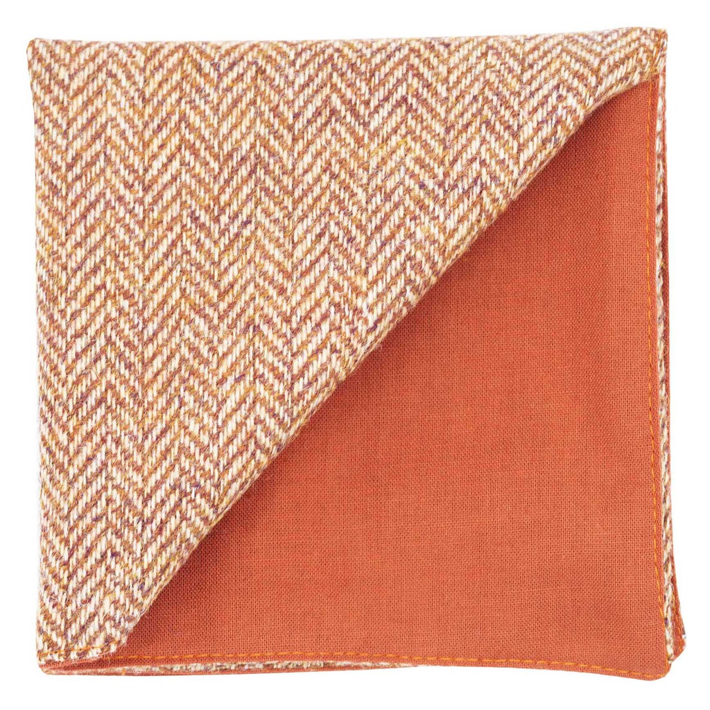 Pochette en tweed "Dundee" chevron orange