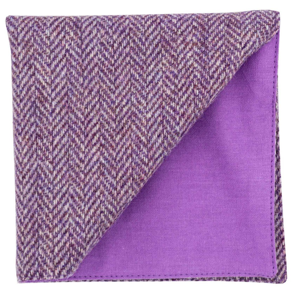 Pochette en tweed "Dundee" chevron violet