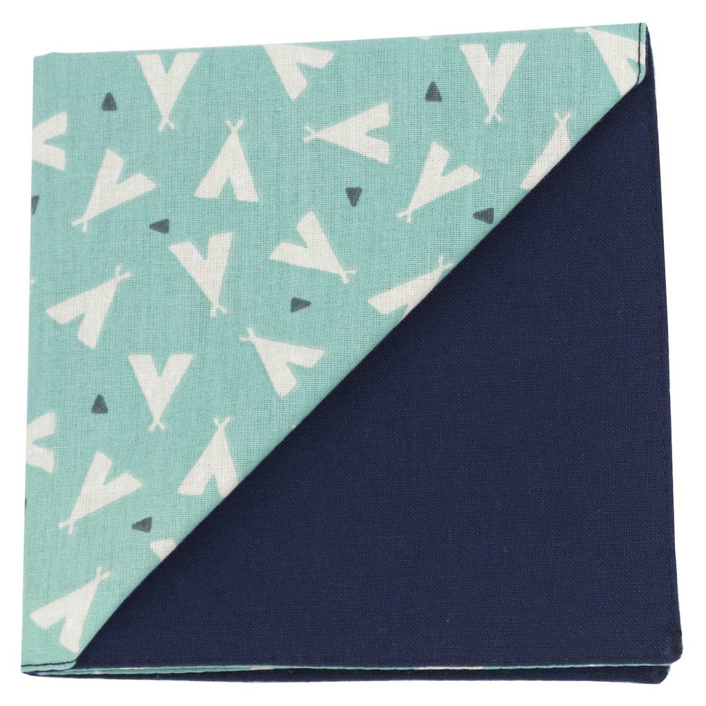 Pochette "Sioux" tipis sur fond turquoise