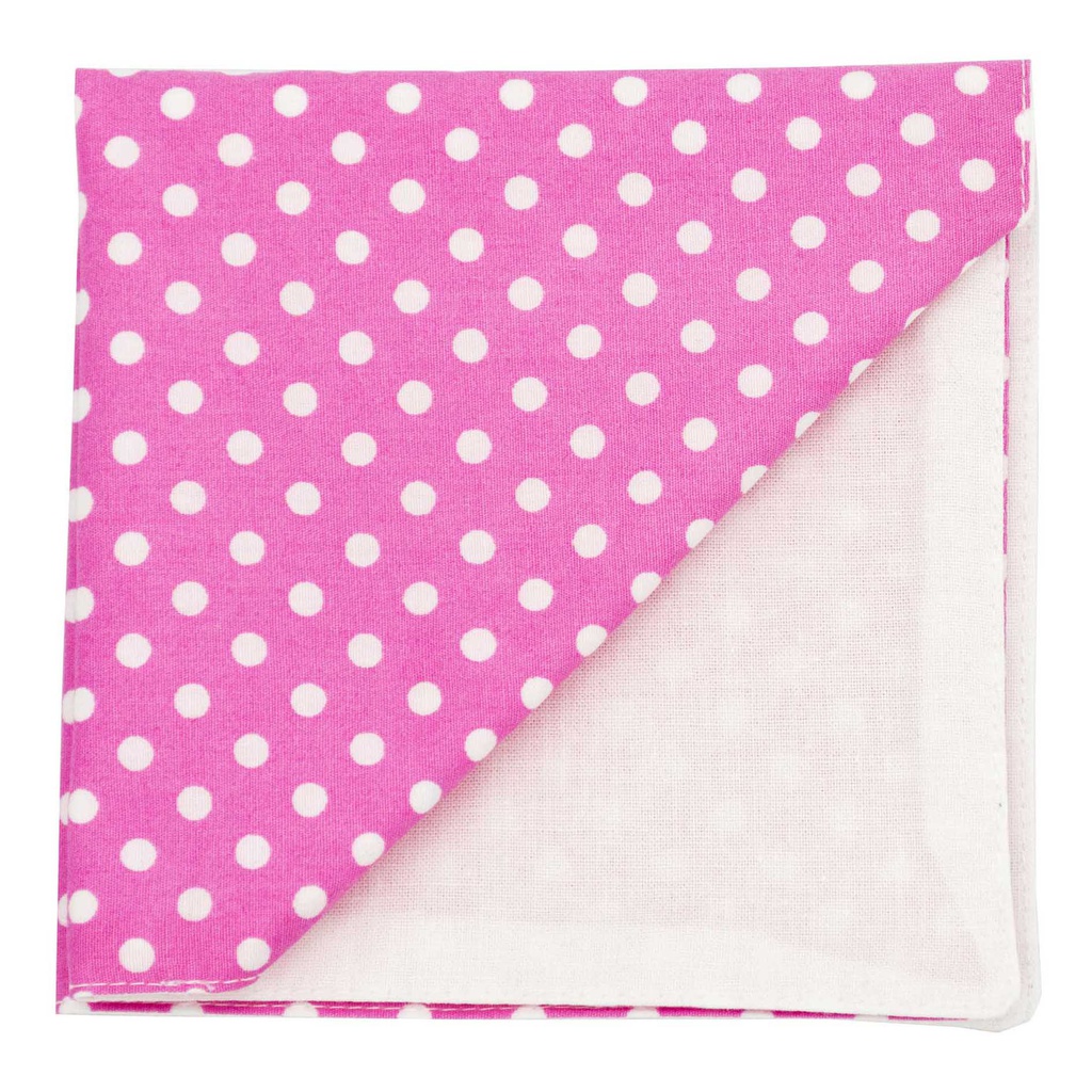 Pochette "Big Dots" points blancs sur fond rose