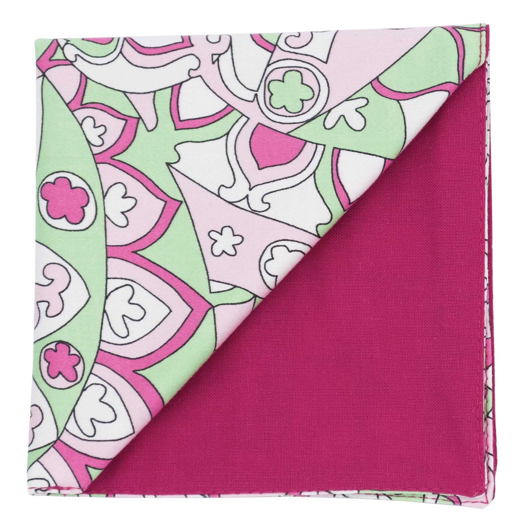 Pochette "Le Baroque" motifs rose et vert