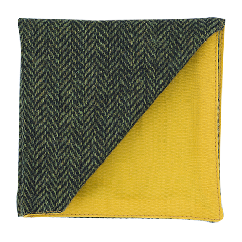 Pochette en tweed "Dundee" chevron vert sapin