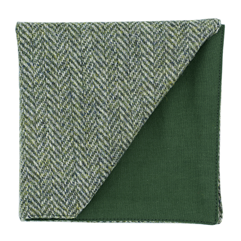 Pochette en tweed "Dundee" chevron vert