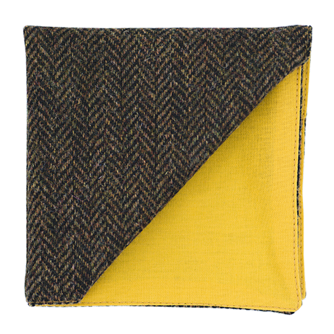 Pochette en tweed "Dundee" chevron marron et orange