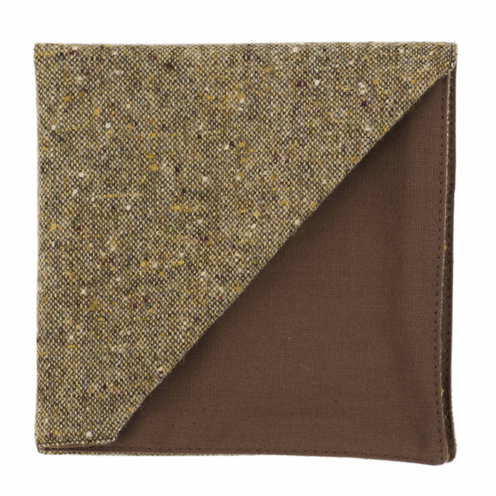 Pochette en tweed "Edimbourg" caviar Oxford marron clair