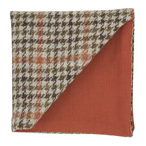 Pochette en tweed "Saint Andrews pied-de-poule beige et orange