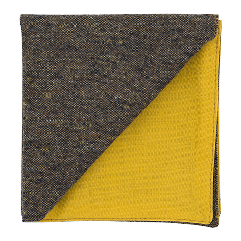 Pochette en tweed "Edimbourg" caviar Oxford brun et orange