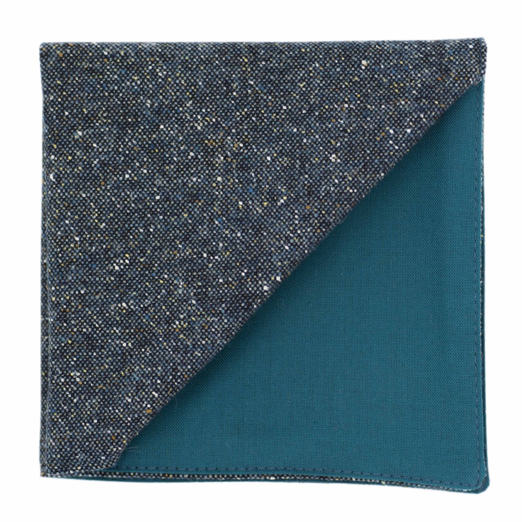 Pochette en tweed "Edimbourg" caviar Oxford vert canard