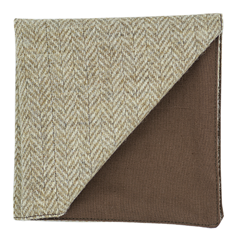 Pochette en tweed "Dundee" chevron beige