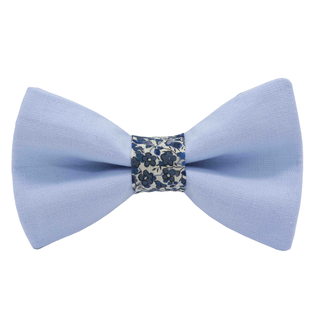 Noeud papillon uni bleu ciel "Portofino" bague Liberty "Emma and Georgina" bleu