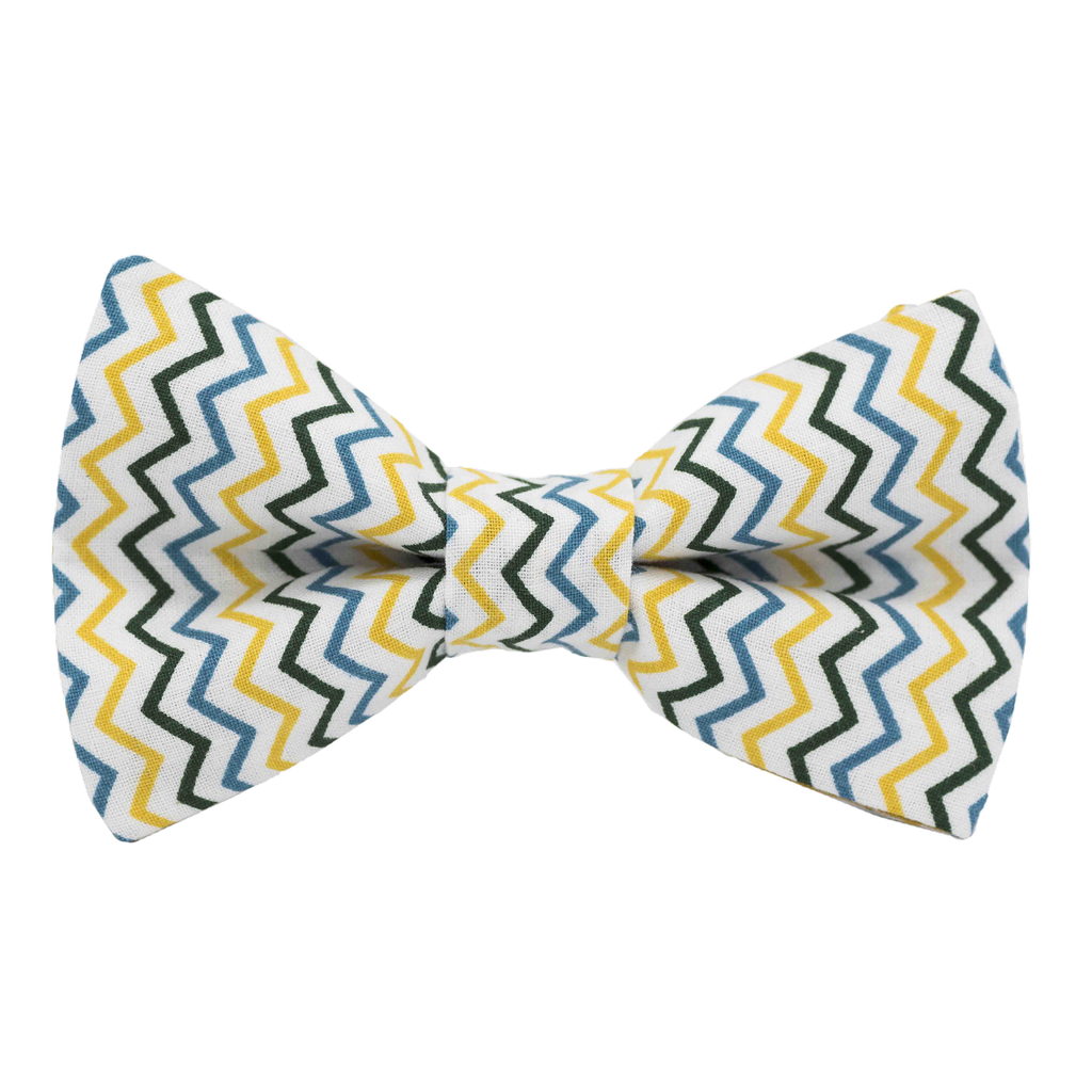Noeud papillon "Zig-Zag" lignes en zigzag jaunes et bleues