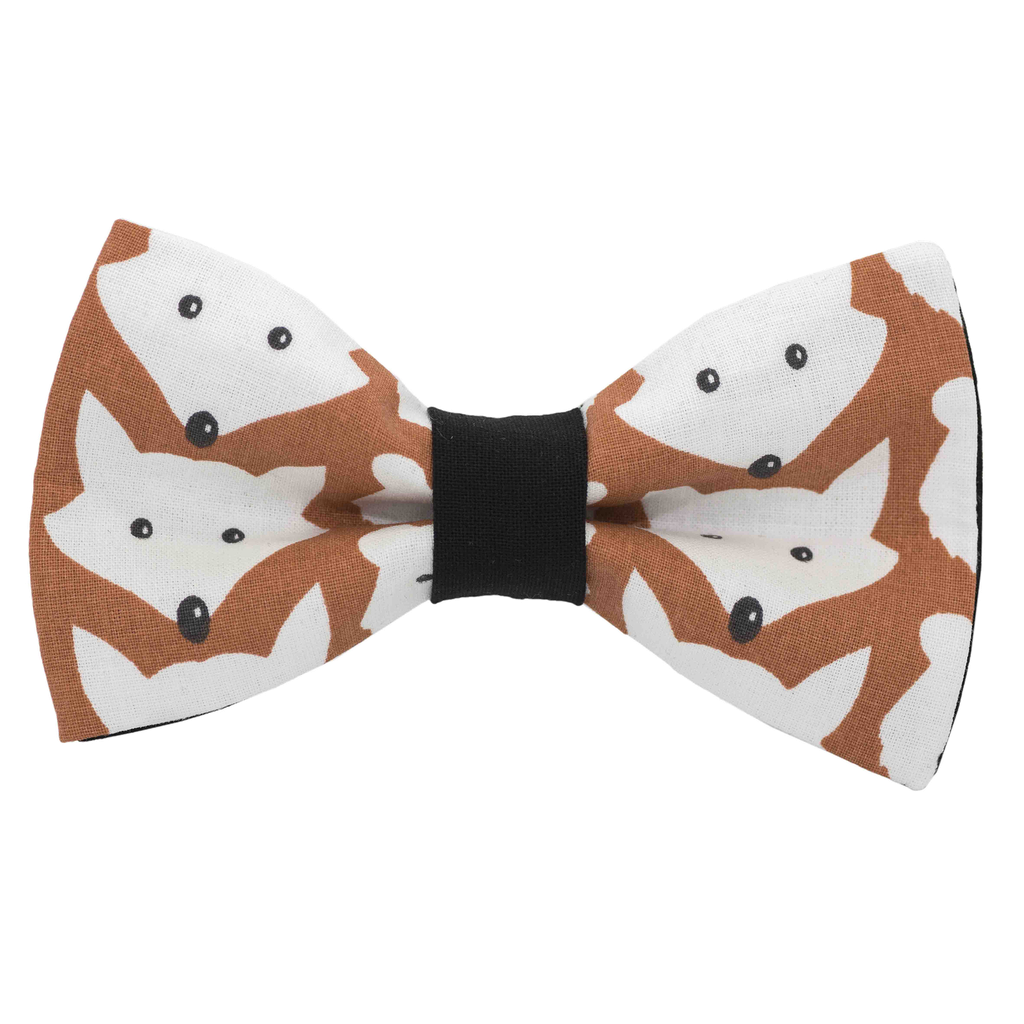 Noeud papillon "Roxy" renards blancs sur fond brun
