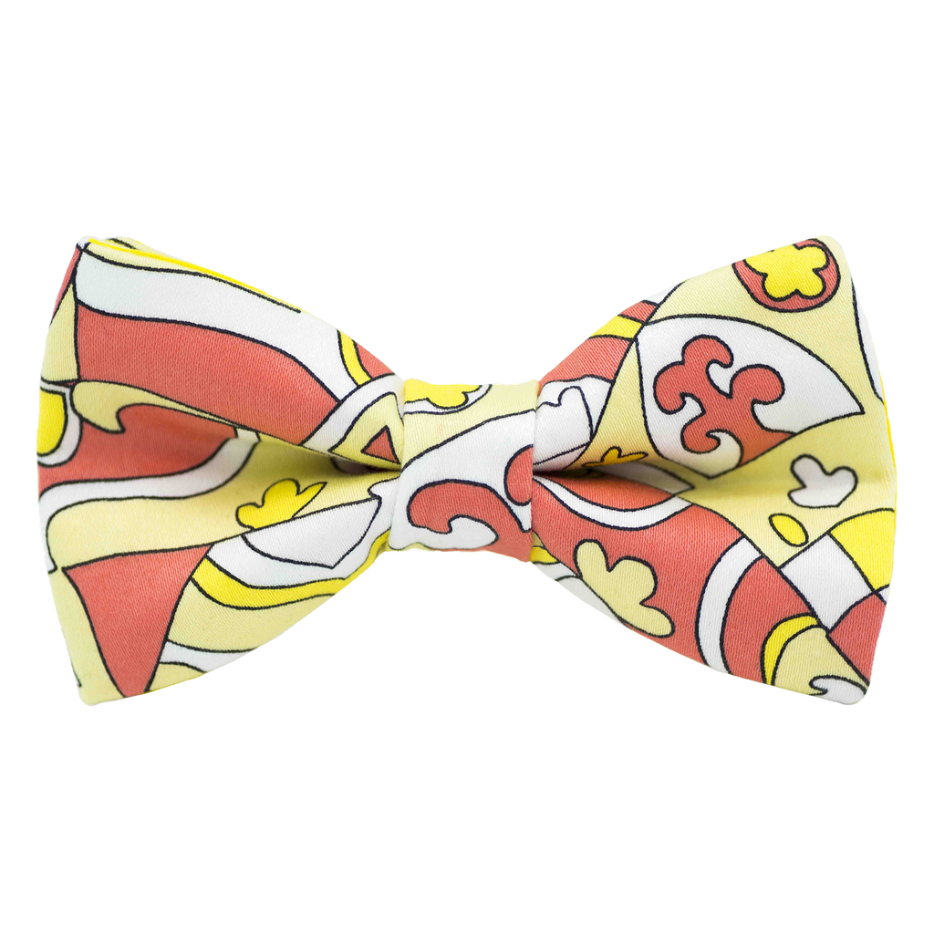 Noeud papillon "Le Baroque" motifs jaunes et oranges