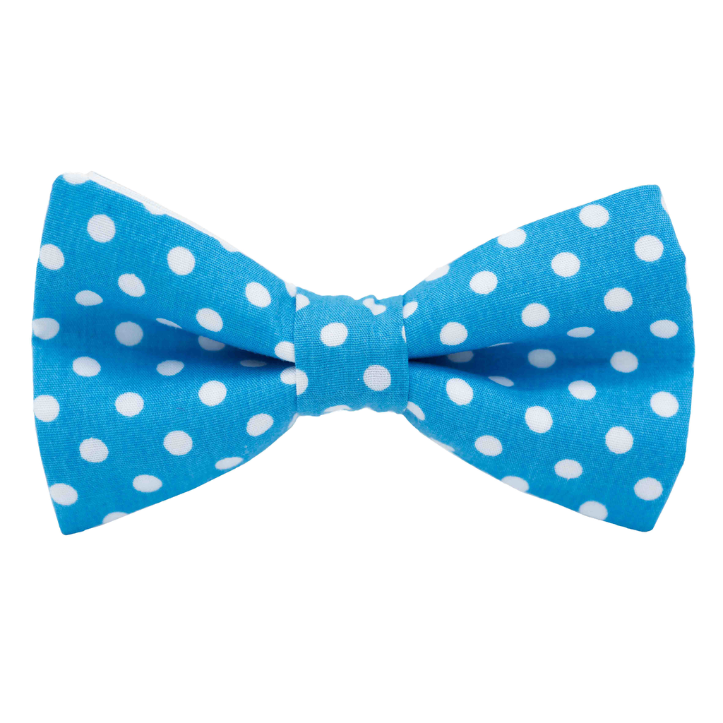 Noeud papillon "Big Dots" points blancs sur fond bleu
