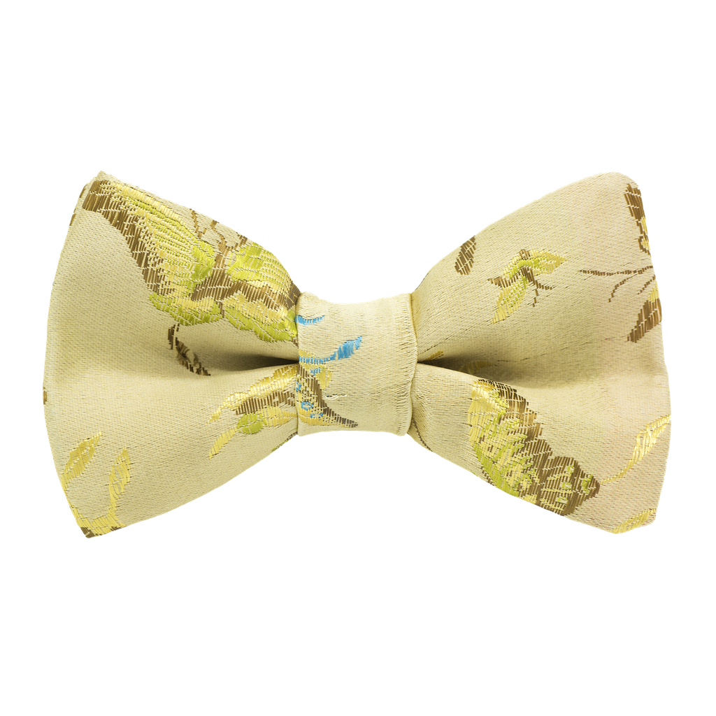 Noeud papillon "Chinese Butterfly" papillons dorés sur fond beige
