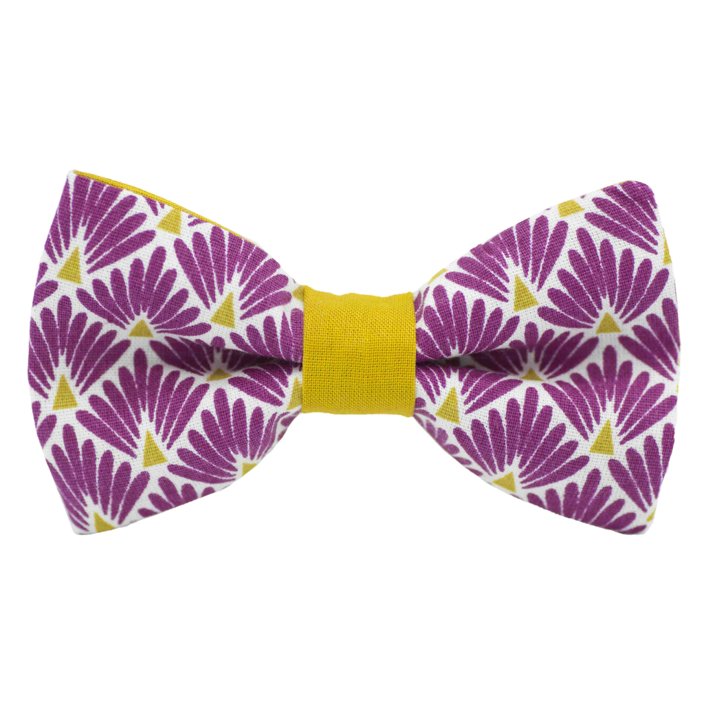 Noeud papillon japonais "Plumes de Paon" rose magenta