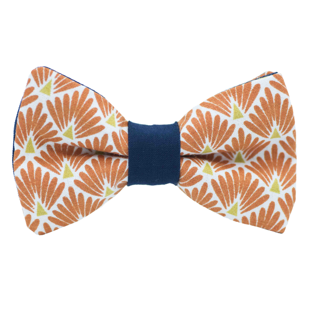 Noeud papillon japonais "Plumes de Paon" orange
