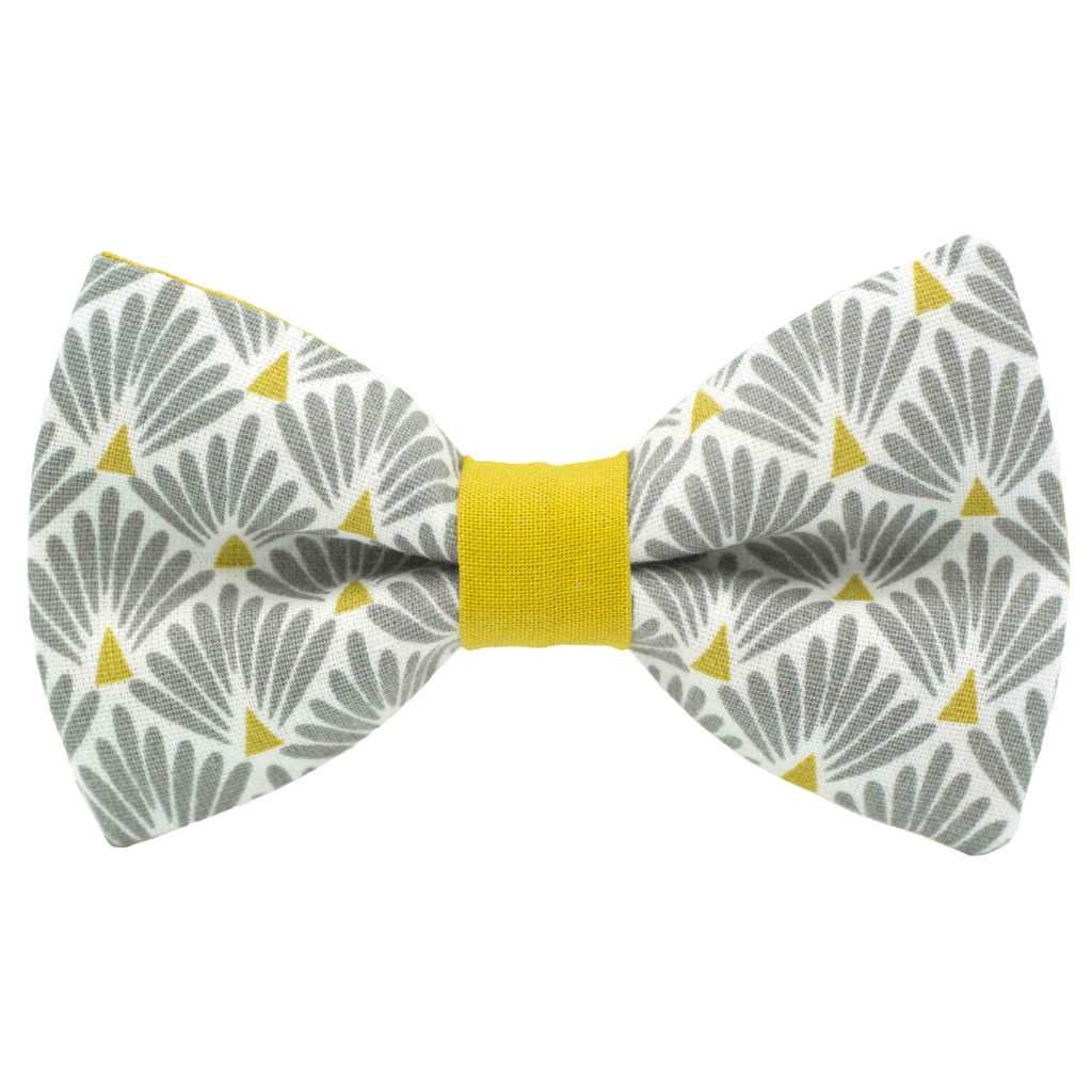 Noeud papillon japonais "Plumes de Paon" gris