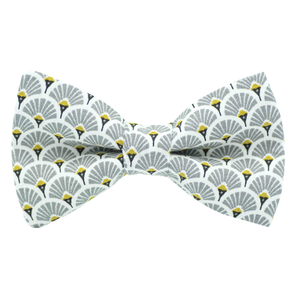 Noeud papillon japonais "Éventails" gris