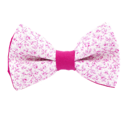 Noeud papillon Liberty "Michael" fleurs roses sur fond blanc