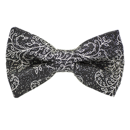 Noeud papillon "Christmas Storm" houx blanc sur fond noir pailleté