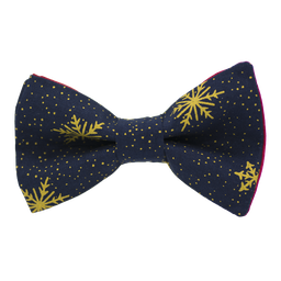 Noeud papillon "Night Snow" flocons dorés sur fond bleu marine